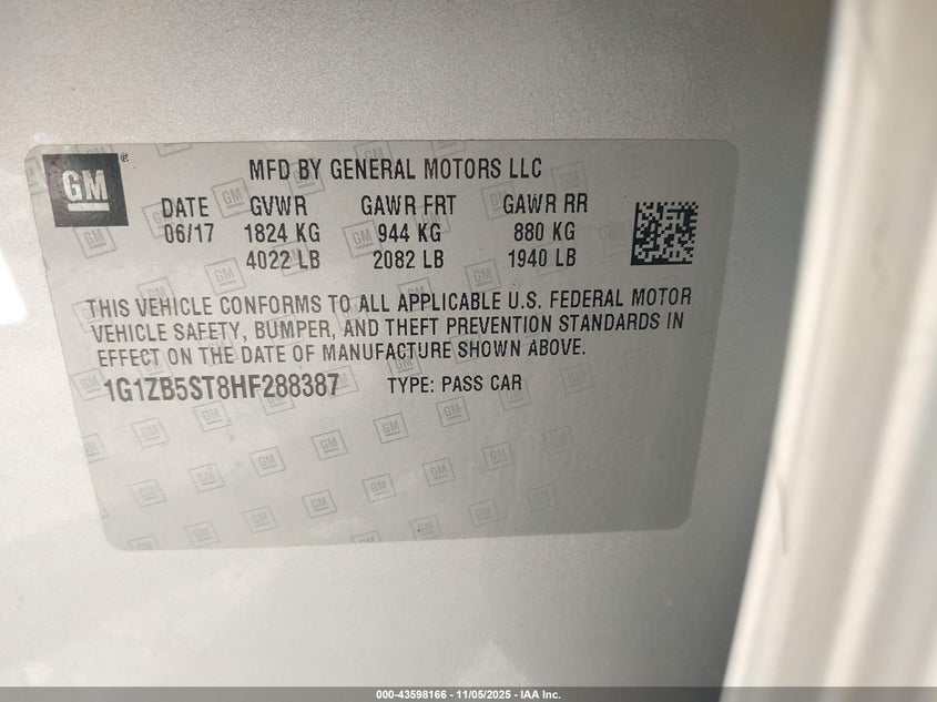 2017 CHEVROLET MALIBU LS - 1G1ZB5ST8HF288387