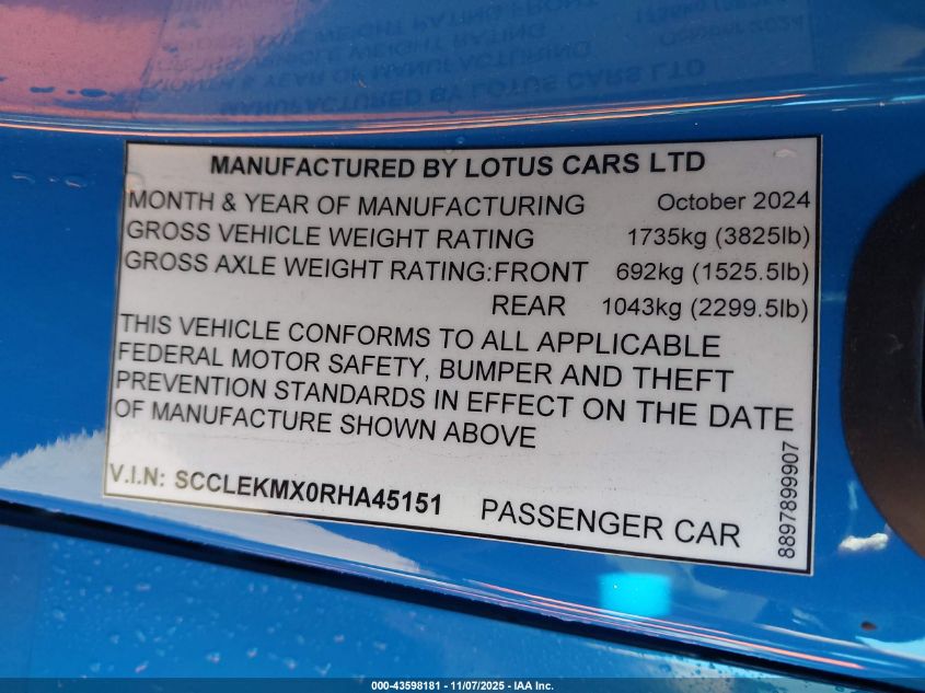 2024 Lotus Emira - SCCLEKMX0RHA45151