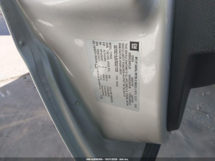 2007 GMC Sierra 1500 Sle1 VIN: 3GTEC13J97G521733 Lot: 43598308