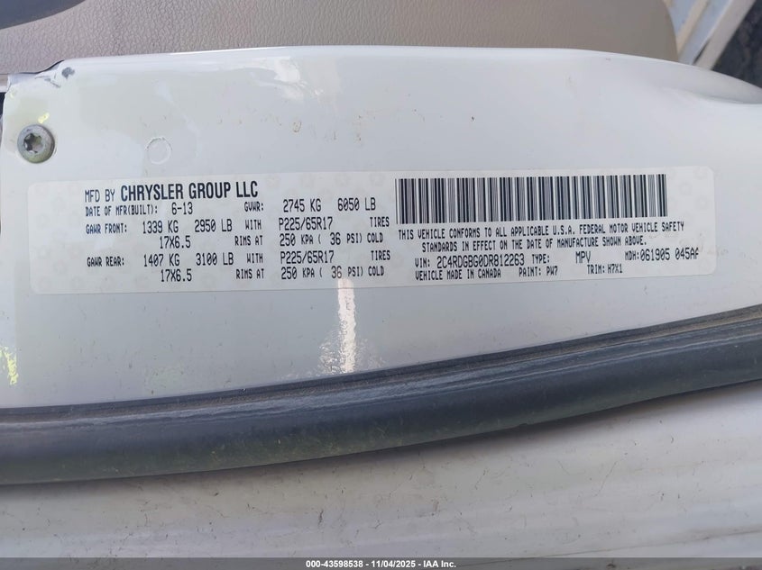 2013 DODGE GRAND CARAVAN SE - 2C4RDGBG0DR812263