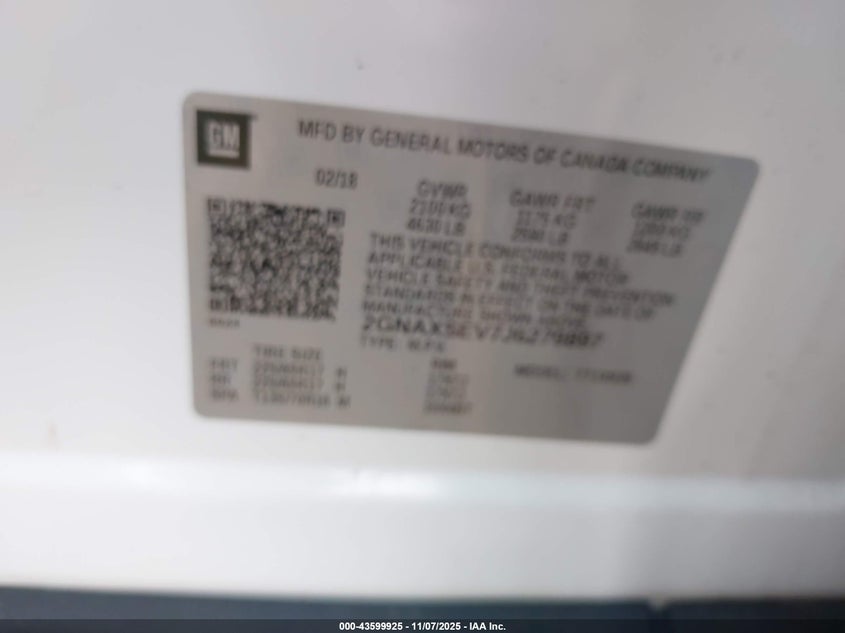 2018 CHEVROLET EQUINOX LT 2GNAXSEV7J6279897