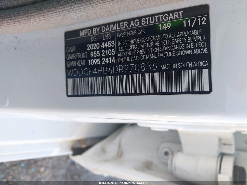 2013 MERCEDES-BENZ C 250 SPORT - WDDGF4HB6DR270836