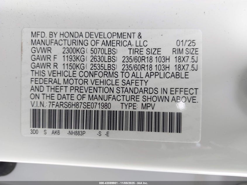 2025 HONDA CR-V HYBRID SPORT-L - 7FARS6H87SE071980