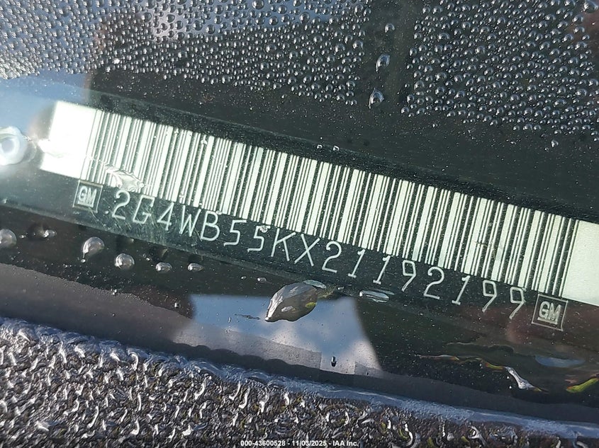 2002 Buick Regal Ls VIN: 2G4WB55KX21192199 Lot: 43600528