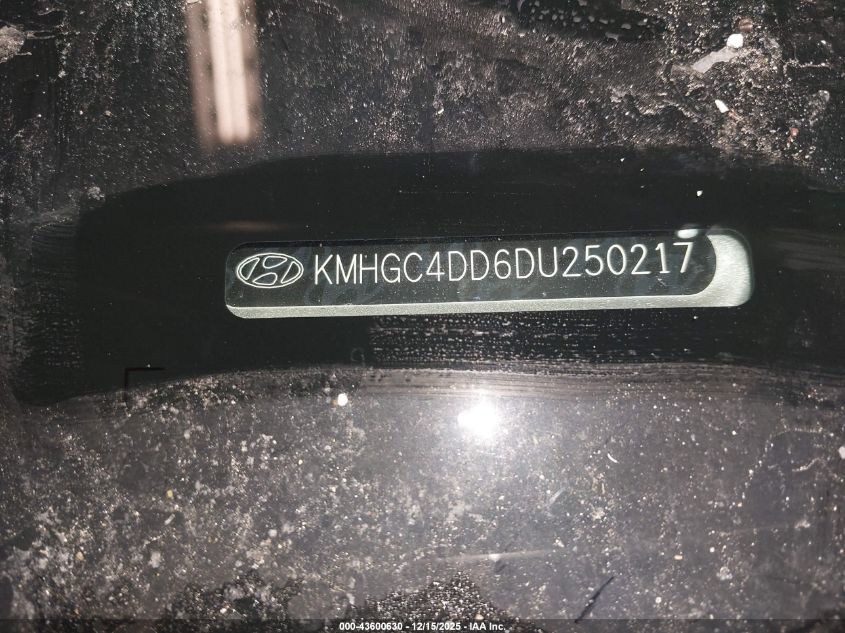 2013 Hyundai Genesis 3.8 VIN: KMHGC4DD6DU250217 Lot: 43600630