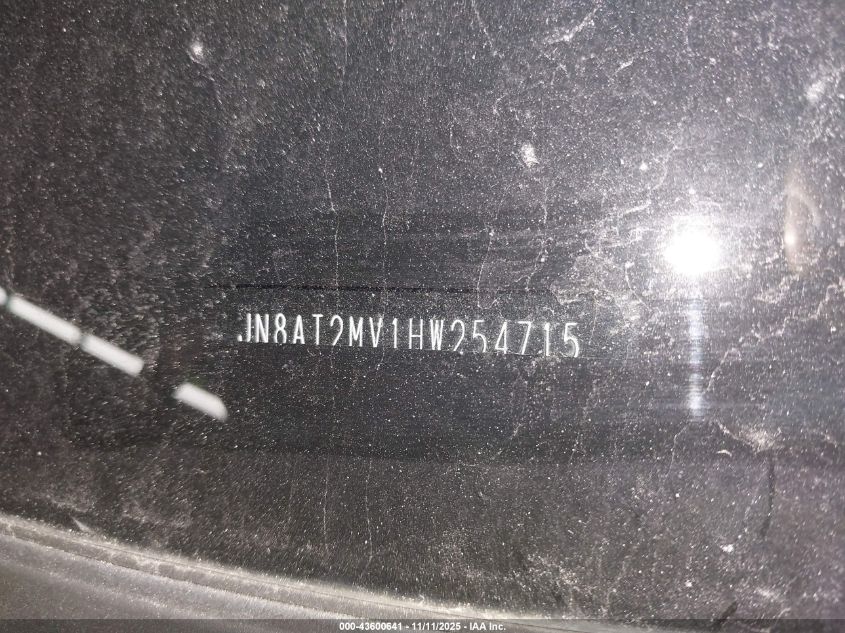 2017 Nissan Rogue S VIN: JN8AT2MV1HW254715 Lot: 43600641