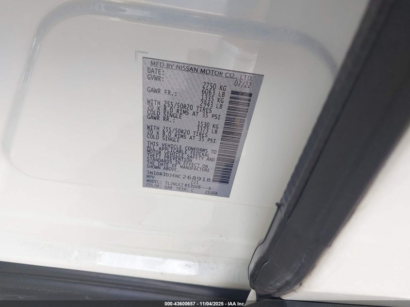 2022 NISSAN PATHFINDER PLATINUM 4WD - 5N1DR3DJ4NC268918