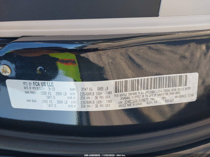 2020 CHRYSLER PACIFICA LIMITED - 2C4RC1GG0LR109673