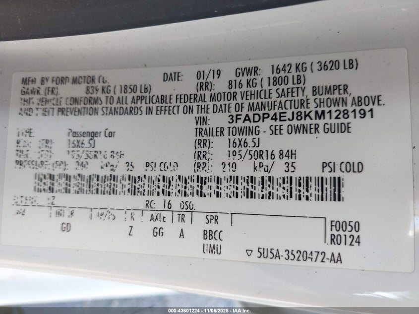 2019 FORD FIESTA SE - 3FADP4EJ8KM128191
