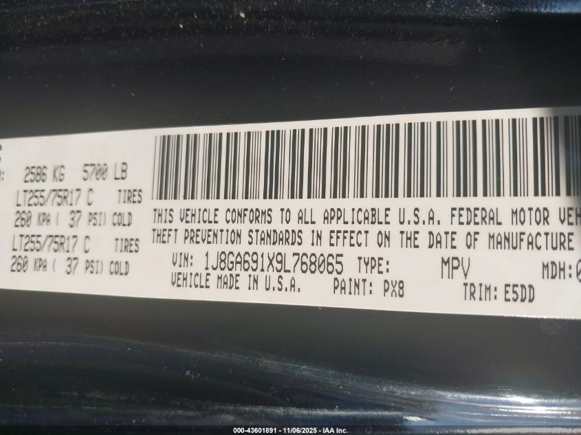 2009 Jeep Wrangler Unlimited Rubicon VIN: 1J8GA691X9L768065 Lot: 43601891