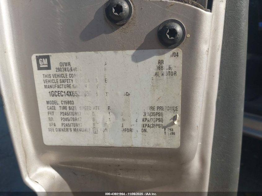 2005 Chevrolet Silverado 1500 VIN: 1GCEC14X65Z203004 Lot: 43601964