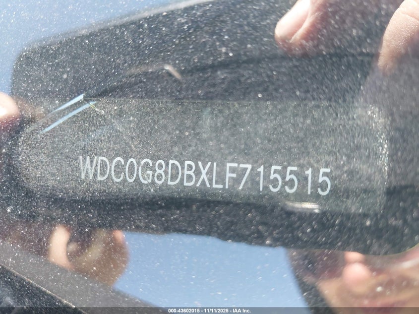 2020 Mercedes-Benz Glc 300 VIN: WDC0G8DBXLF715515 Lot: 43602015