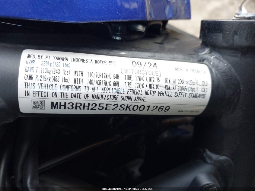 MH3RH25E2SK001269 2025 YAMAHA  photo no. 10