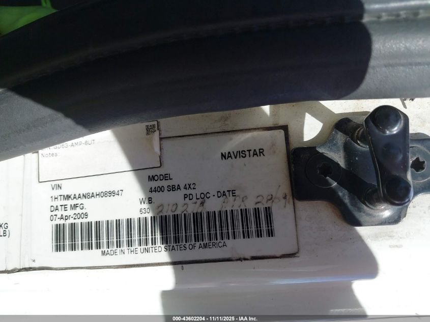 2010 International 4000 4400 VIN: 1HTMKAAN8AH089947 Lot: 43602204