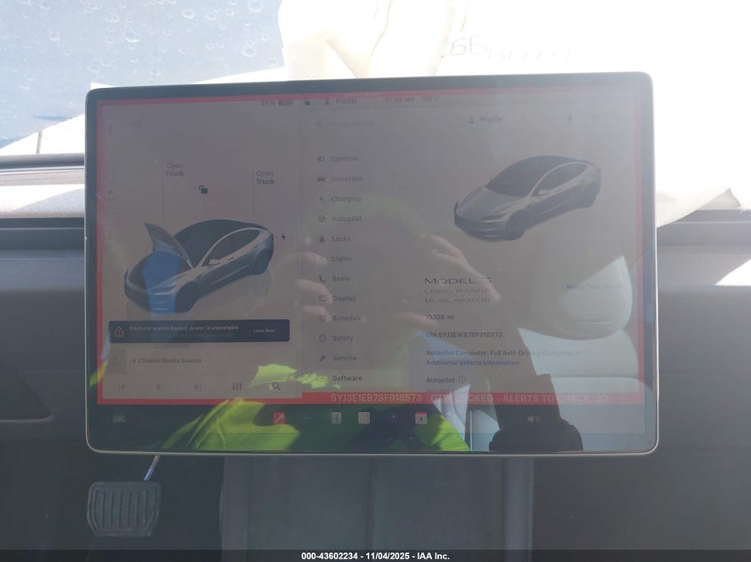 2025 Tesla Model 3 Long Range All-Wheel Drive VIN: 5YJ3E1EB7SF918573 Lot: 43602234