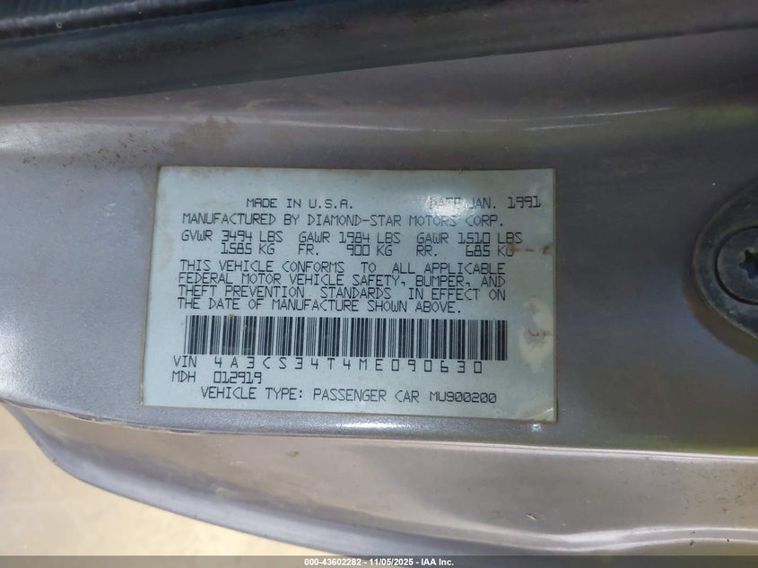 4A3CS34T4ME090630 1991 MITSUBISHI ECLIPSE photo no. 9