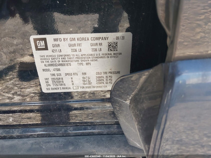 2021 Buick Encore Gx Fwd Select VIN: KL4MMDS24MB061870 Lot: 43602349