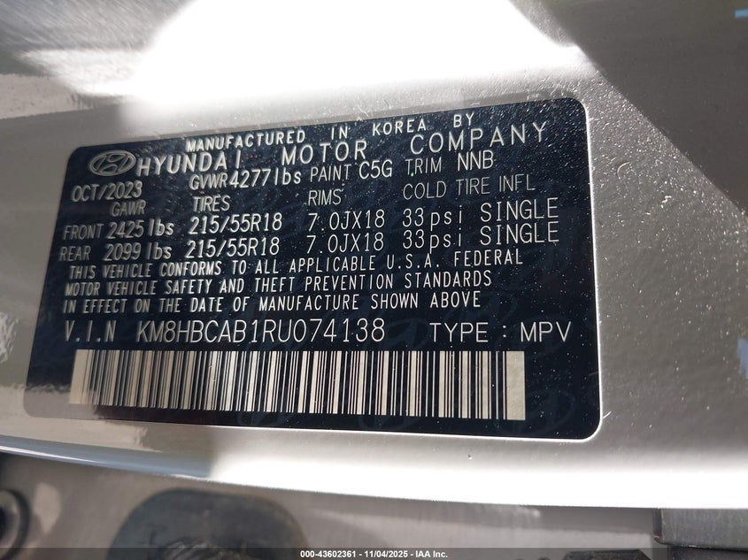 2024 HYUNDAI KONA SEL KM8HBCAB1RU074138