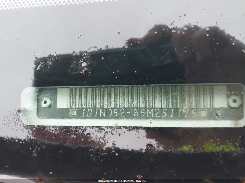 2005 Chevrolet Classic VIN: 1G1ND52F35M251175 Lot: 43602398