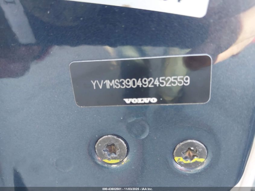 2009 Volvo S40 2.4I VIN: YV1MS390492452559 Lot: 43602581