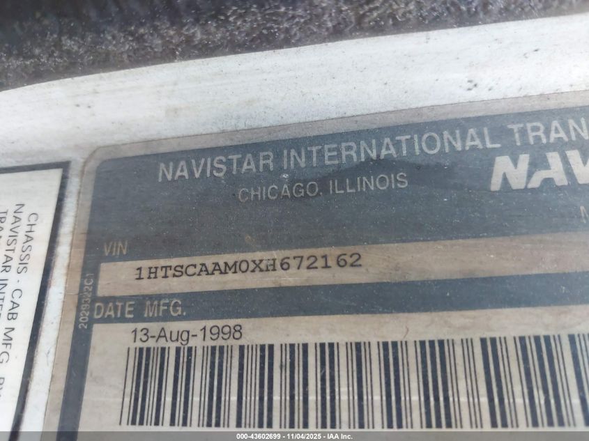 1999 International 4000 4700 VIN: 1HTSCAAM0XH672162 Lot: 43602699