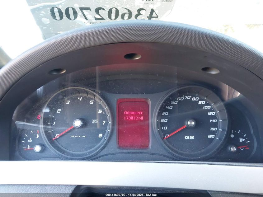 2008 Pontiac G8 Gt VIN: 6G2EC57Y98L139468 Lot: 43602700