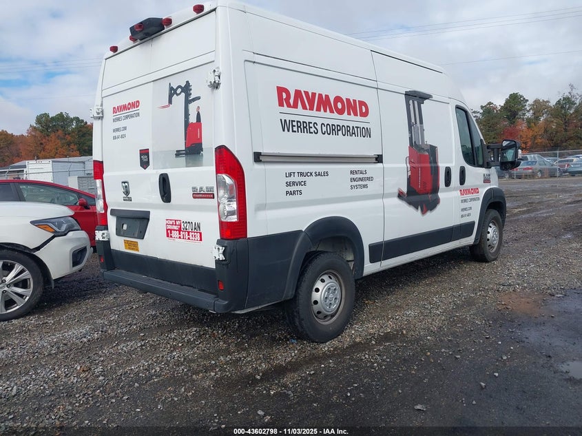 2022 RAM PROMASTER 2500 HIGH ROOF 136 WB 3C6LRVCG5NE110878