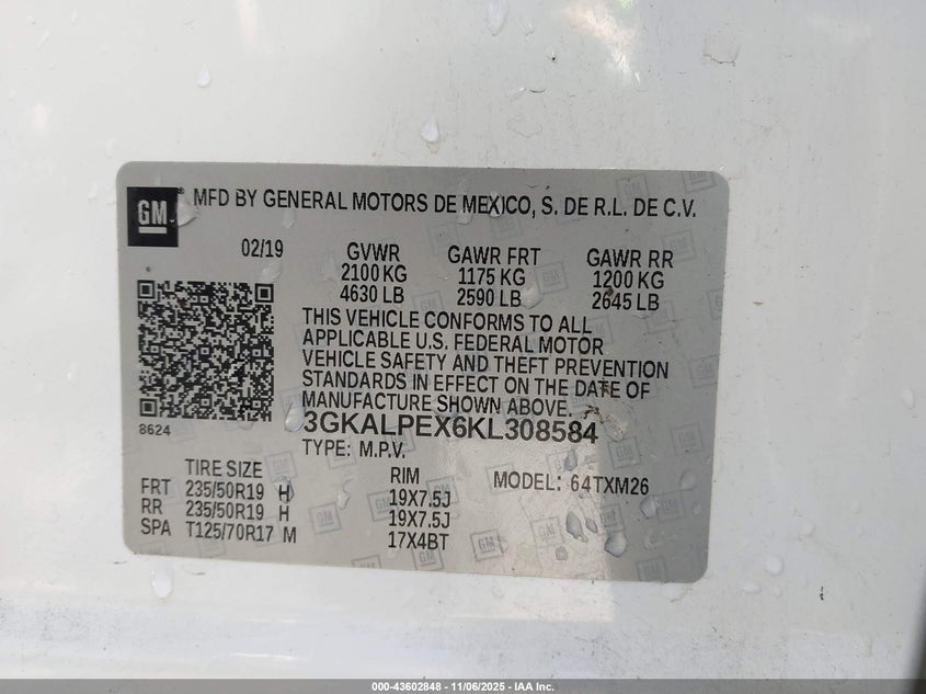 2019 GMC TERRAIN SLT 3GKALPEX6KL308584
