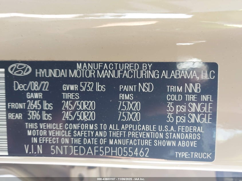 2023 HYUNDAI SANTA CRUZ LIMITED - 5NTJEDAF5PH055462