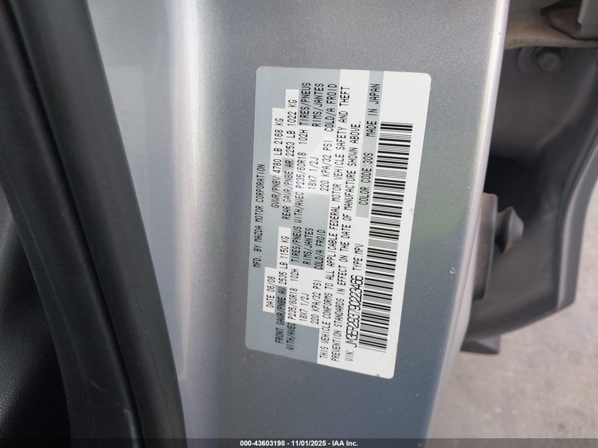 2009 Mazda Cx-7 Grand Touring VIN: JM3ER293790223466 Lot: 43603198