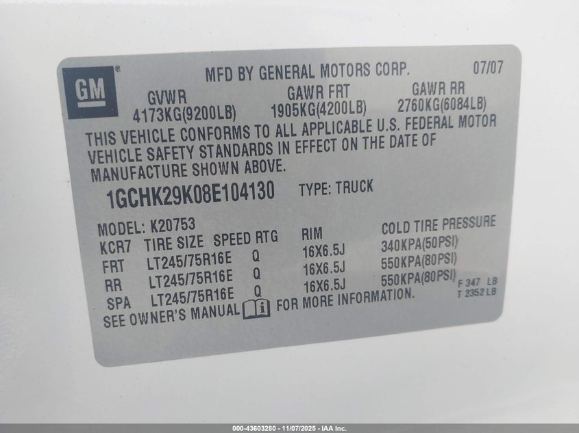 1GCHK29K08E104130 2008 CHEVROLET SILVERADO photo no. 9