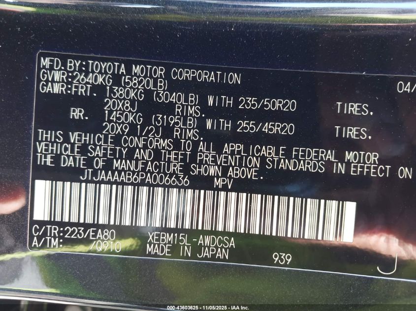 2023 Lexus Rz 450E Premium VIN: JTJAAAAB6PA006636 Lot: 43603625