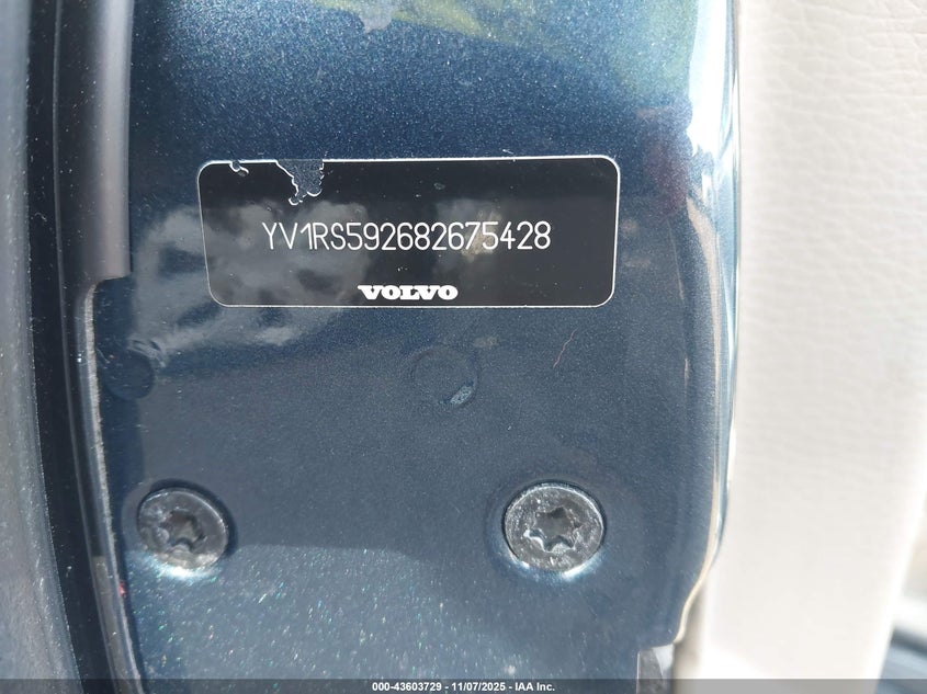 2008 Volvo S60 2.5T VIN: YV1RS592682675428 Lot: 43603729