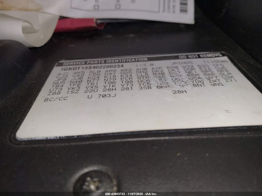 2006 GMC Envoy Sle VIN: 1GKDT13S462208234 Lot: 43603733