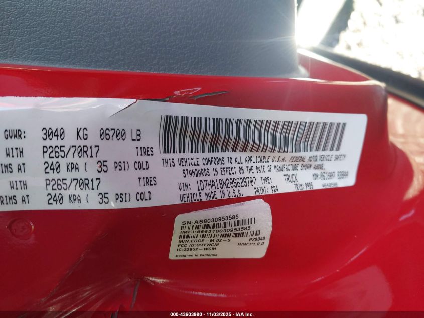 2008 Dodge Ram 1500 St/Sxt VIN: 1D7HA18N28S629707 Lot: 43603990