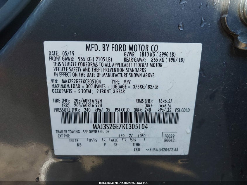 2019 FORD ECOSPORT SE - MAJ3S2GE7KC305104