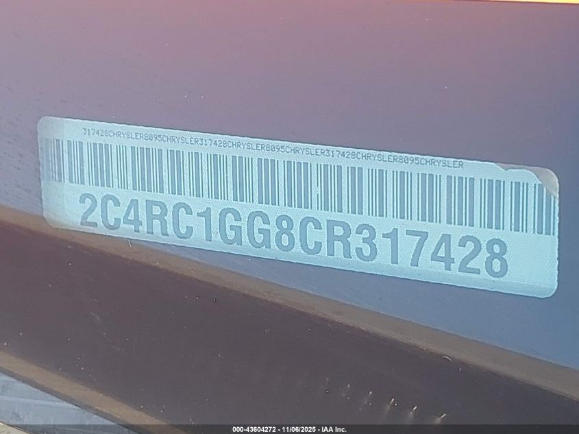 2012 Chrysler Town & Country Limited VIN: 2C4RC1GG8CR317428 Lot: 43604272