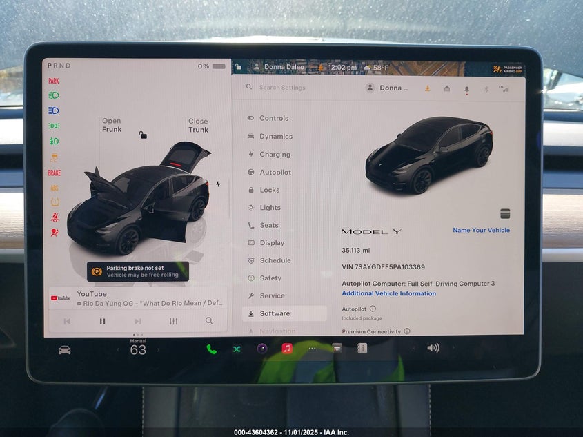 2023 Tesla Model Y Awd/Long Range Dual Motor All-Wheel Drive VIN: 7SAYGDEE5PA103369 Lot: 43604362