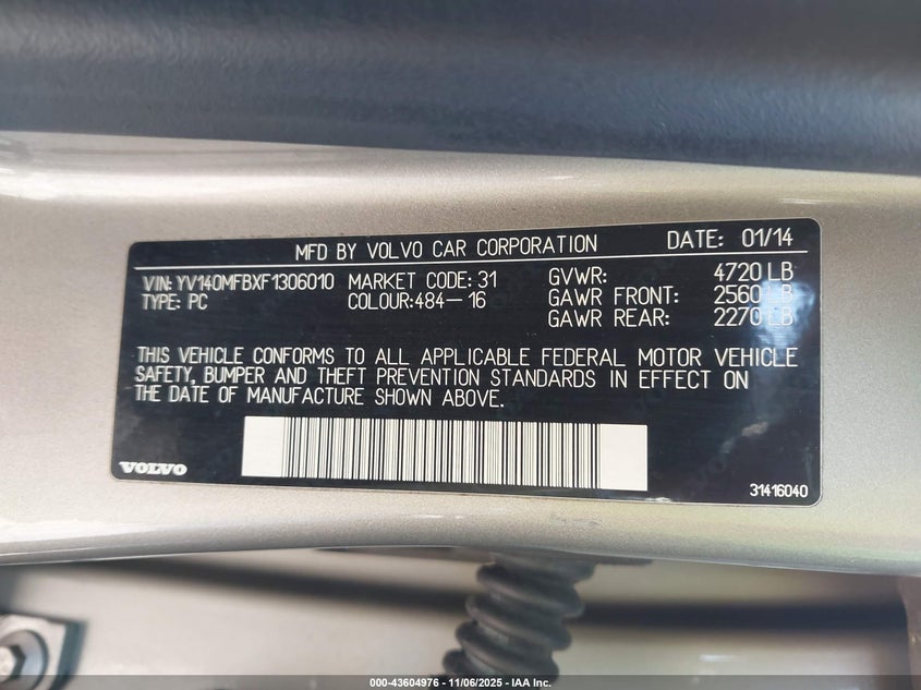 2015 VOLVO S60 T5 PREMIER - YV140MFBXF1306010