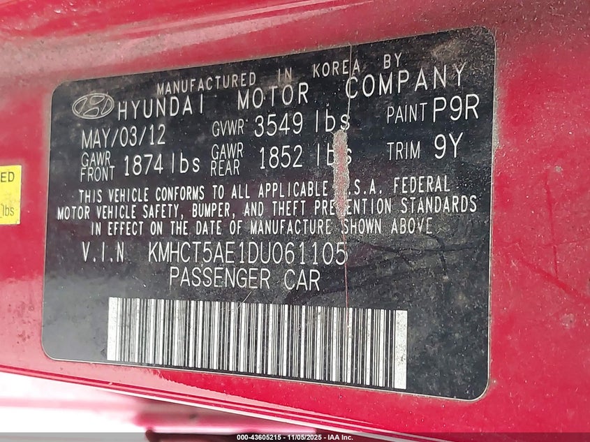 2013 HYUNDAI ACCENT GS - KMHCT5AE1DU061105