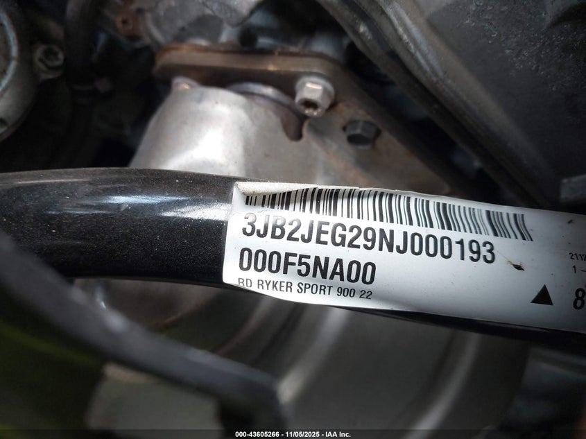 2022 CAN-AM RYKER SPORT - 3JB2JEG29NJ000193