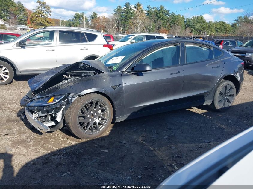 2025 Tesla Model 3 Long Range Rear-Wheel Drive/Standard VIN: 5YJ3E1EA0SF991193 Lot: 43605270