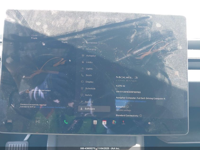 2025 Tesla Model 3 Long Range Rear-Wheel Drive/Standard VIN: 5YJ3E1EA0SF991193 Lot: 43605270