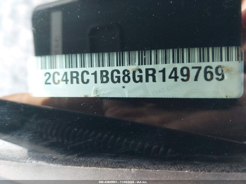 2016 Chrysler Town & Country Touring VIN: 2C4RC1BG8GR149769 Lot: 43605901