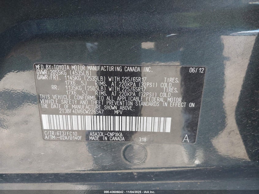 2T3BF4DV6CW226547 2012 TOYOTA RAV 4 photo no. 9