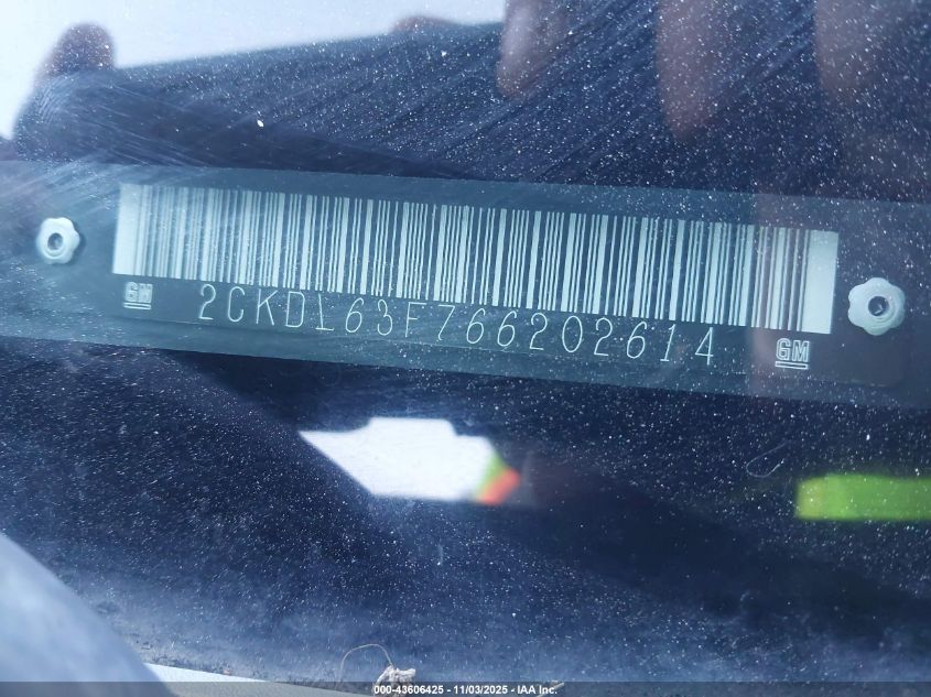 2006 Pontiac Torrent VIN: 2CKDL63F766202614 Lot: 43606425