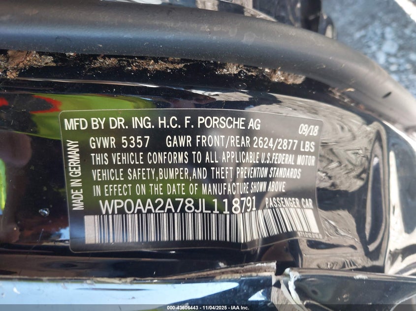 2018 PORSCHE PANAMERA 4 WP0AA2A78JL118791