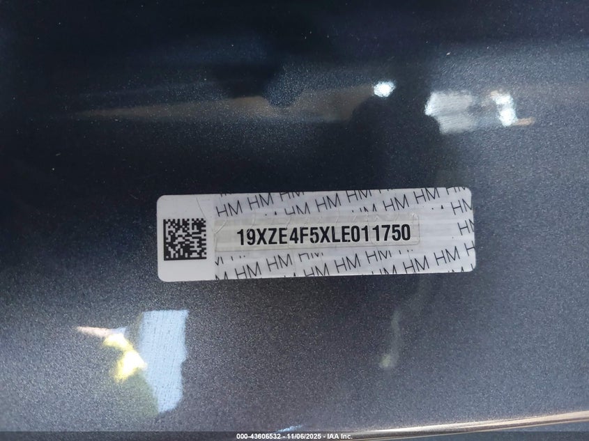 2020 Honda Insight Ex VIN: 19XZE4F5XLE011750 Lot: 43606532