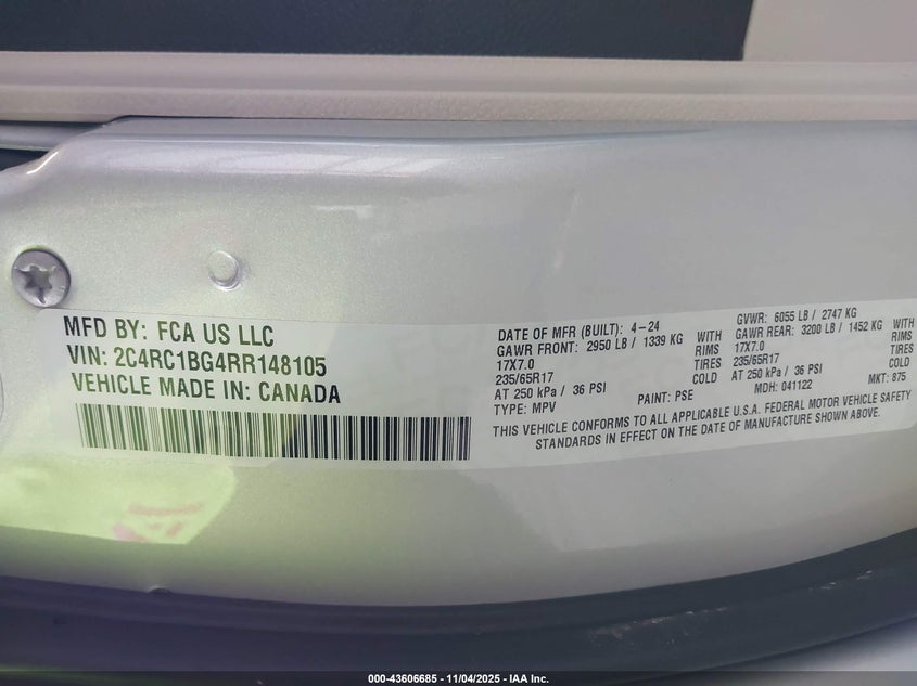 2024 CHRYSLER PACIFICA TOURING L - 2C4RC1BG4RR148105