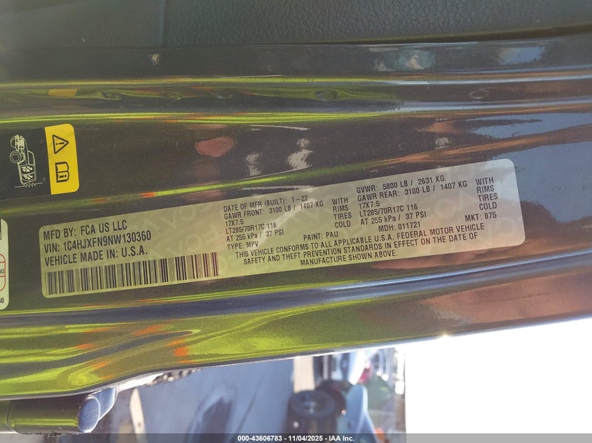 2022 JEEP WRANGLER UNLIMITED RUBICON 4X4 - 1C4HJXFN9NW130360